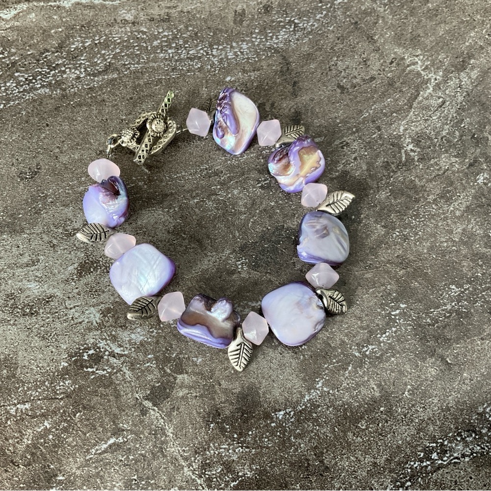 Purple and Silver Tone Bracelet